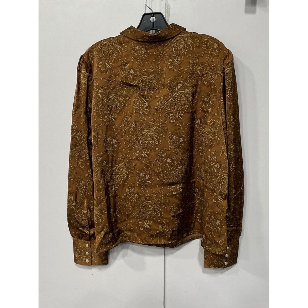 Wrangler Retro Boho Bronze Paisley Satin Western Snap Shirt L NWT - Picture 3 of 5